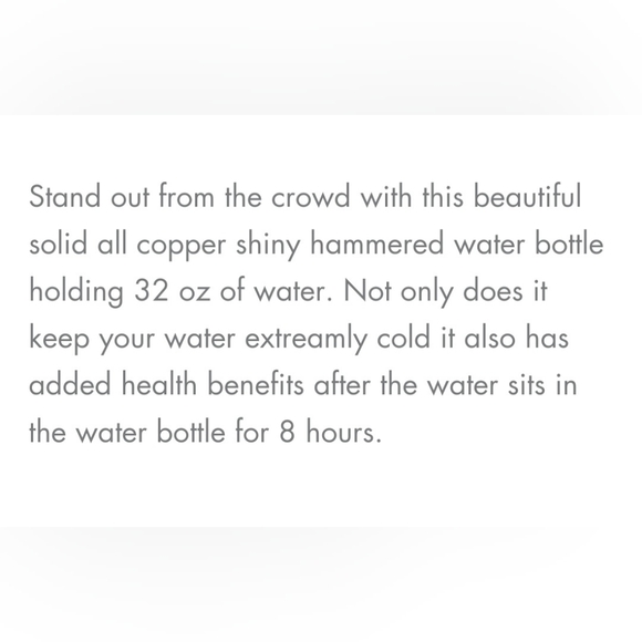 Copper Water Bottle - Picture 2 of 6